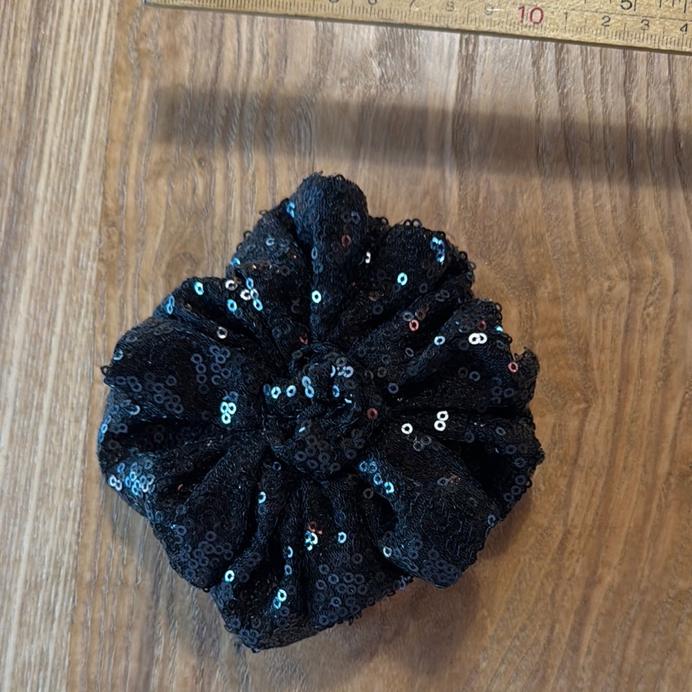 Black Sequin Flower Brooch